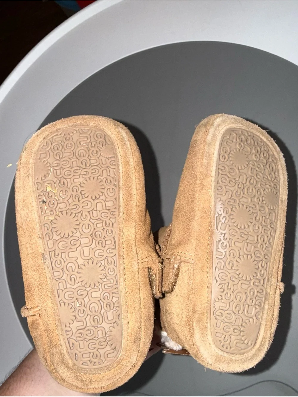 UGG Kids Chestnut Suede Booties with Shearling Trim